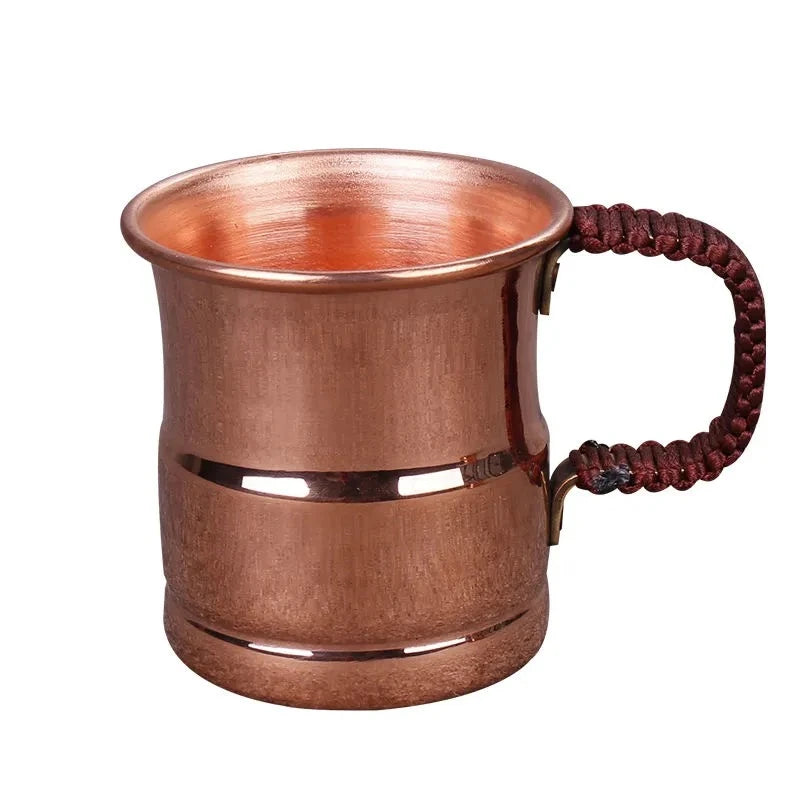 Handcrafted Pure Copper Mug with Woven Handle