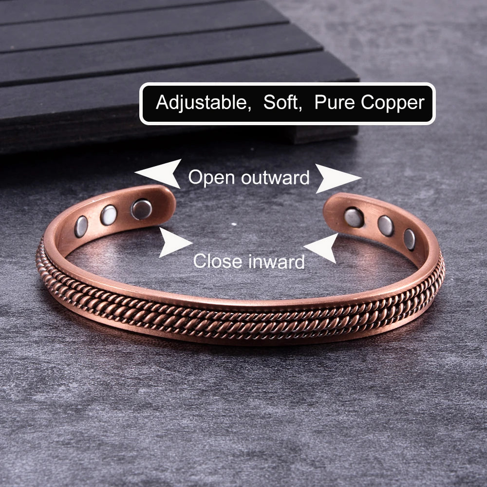Vinterly Pure Copper Magnetic Cuff Bracelet for Men