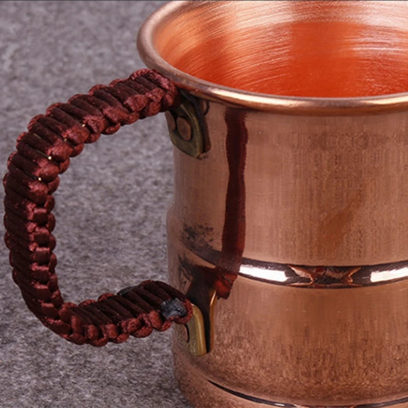 Handcrafted Pure Copper Mug with Woven Handle