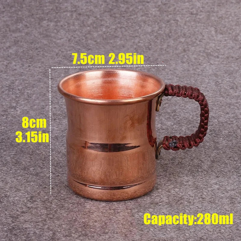 Handcrafted Pure Copper Mug with Woven Handle