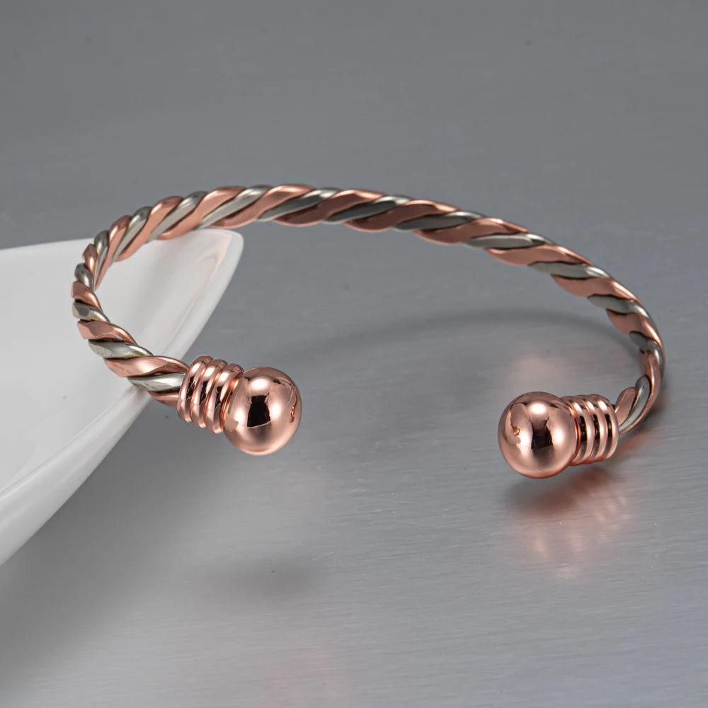 Vinterly Pure Copper Magnetic Braided Bangle