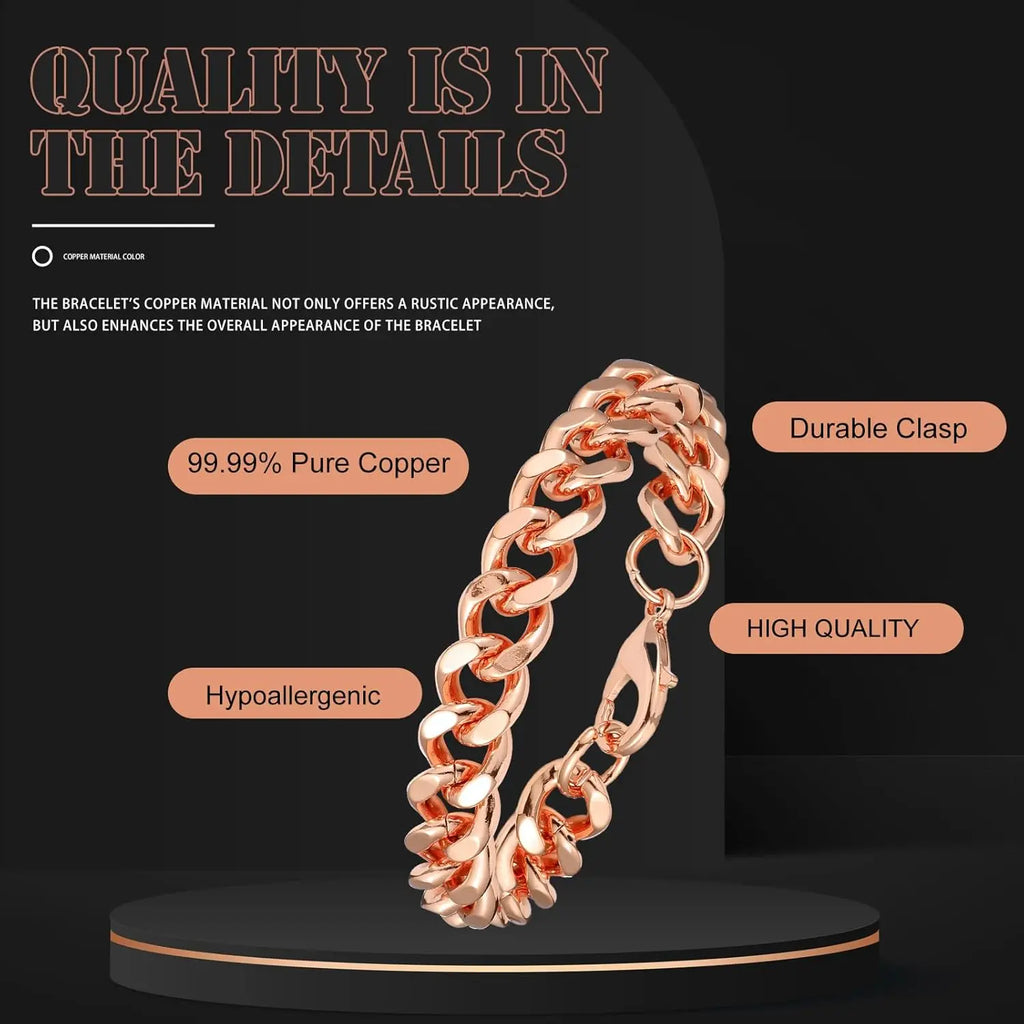Solid Copper Link Bracelet for Men
