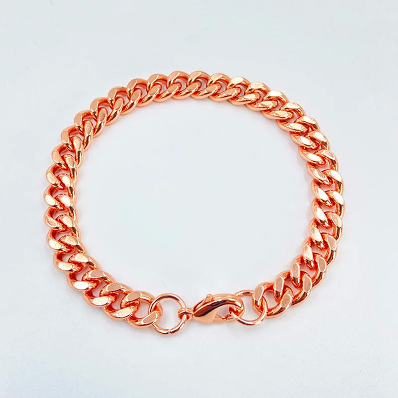 Rose Gold Copper Cuban Chain Bracelet