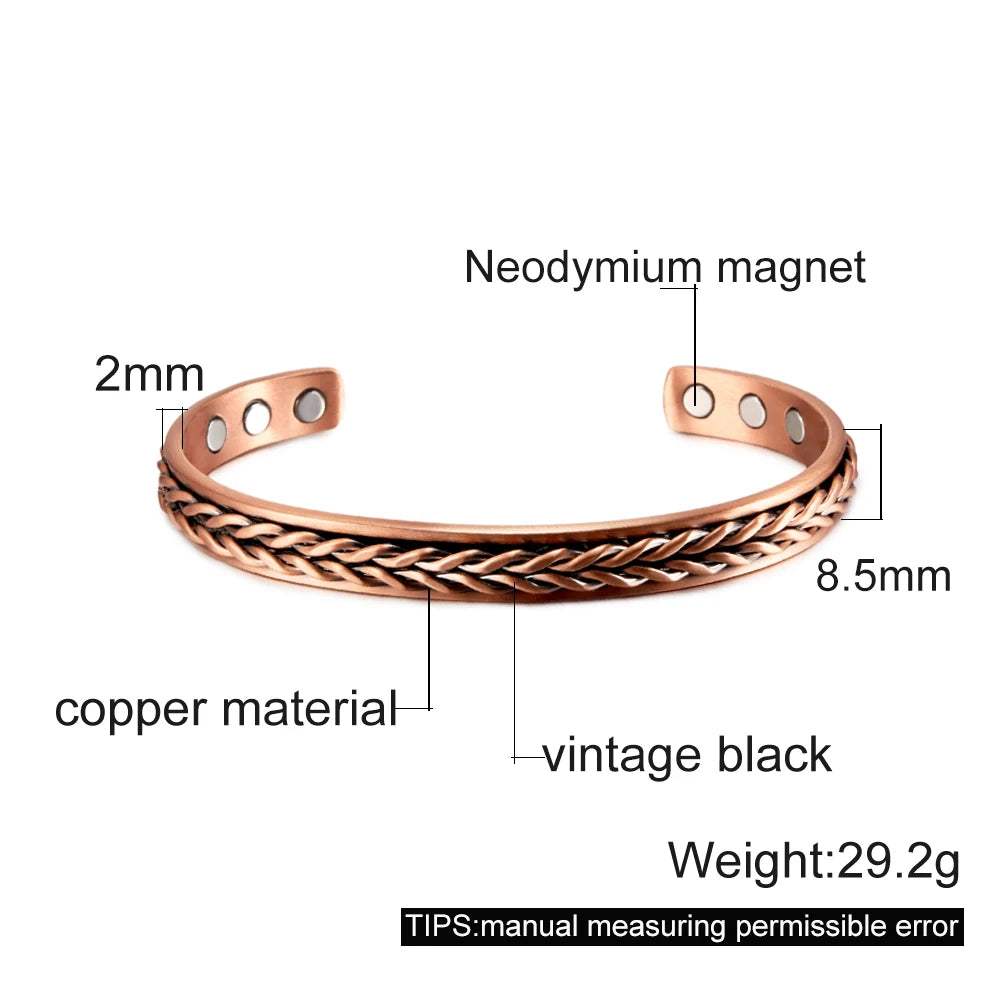 Vinterly Pure Copper Magnetic Cuff Bracelet for Men