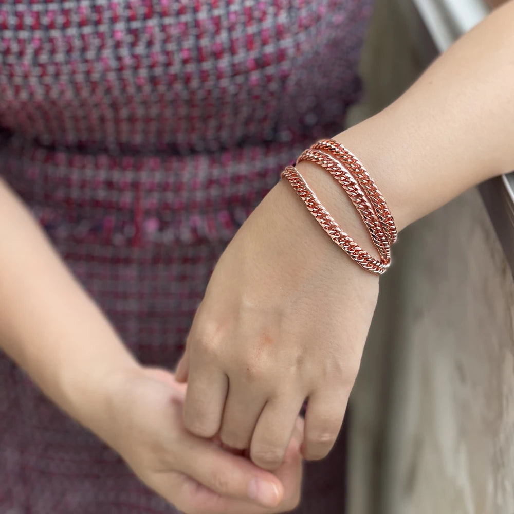 Pure Copper Figaro Chain Bracelet – Waterproof & Anti-Scratch