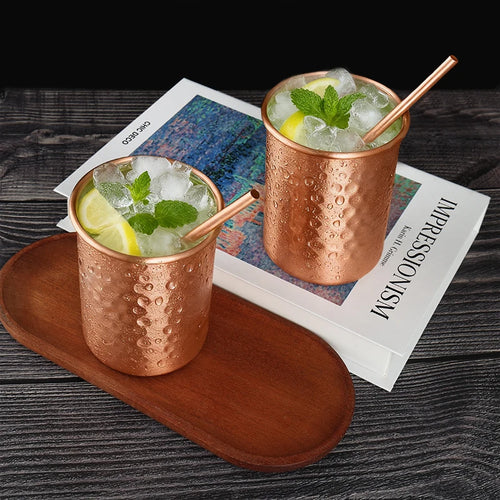 400ml Pure Copper Moscow Mule Mug with Straw – Set of 2 or 4