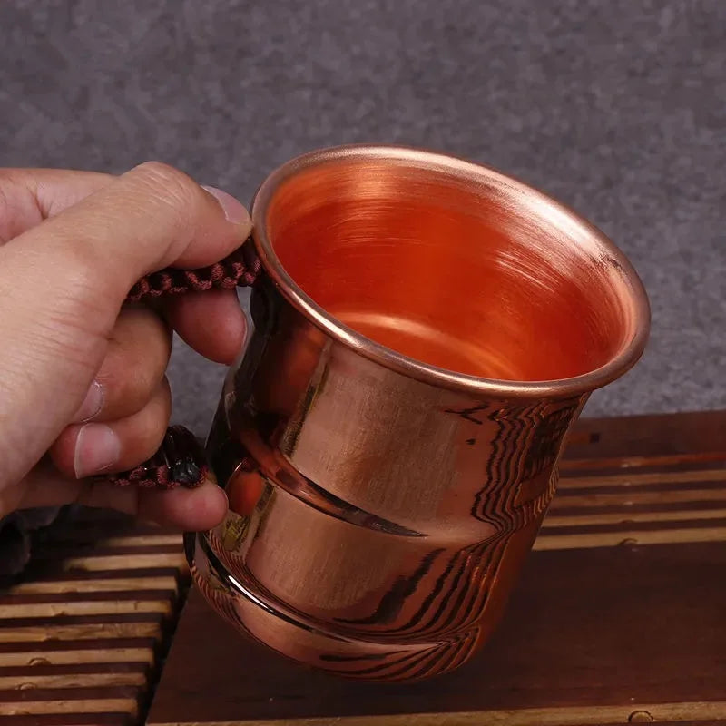 Handcrafted Pure Copper Mug with Woven Handle