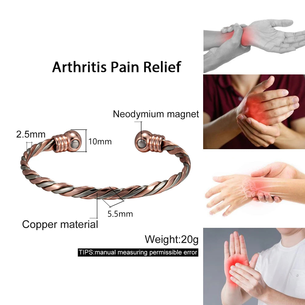 Vinterly Pure Copper Magnetic Braided Bangle