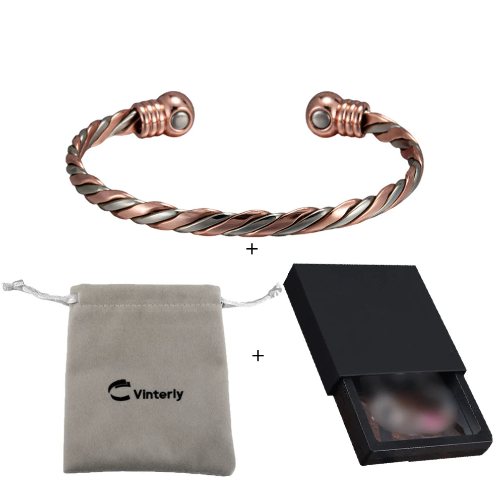 Vinterly Pure Copper Magnetic Braided Bangle