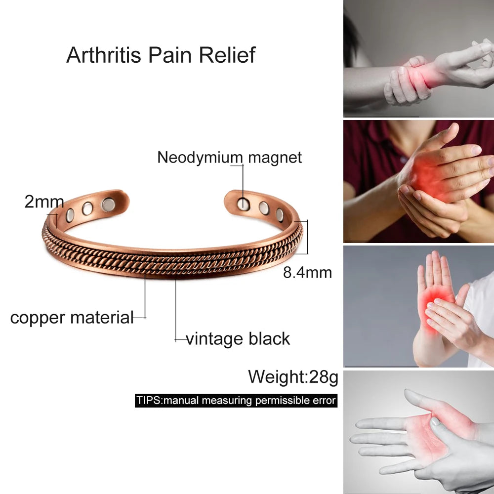 Vinterly Pure Copper Magnetic Cuff Bracelet for Men