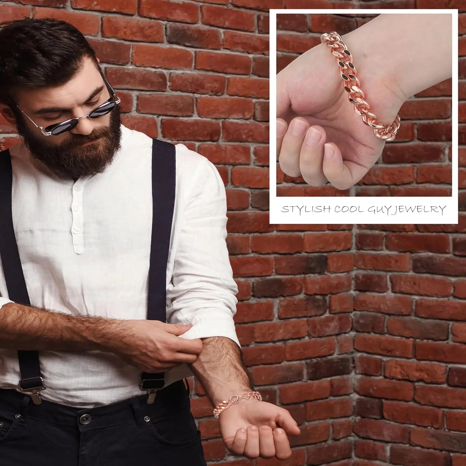 Solid Copper Link Bracelet for Men