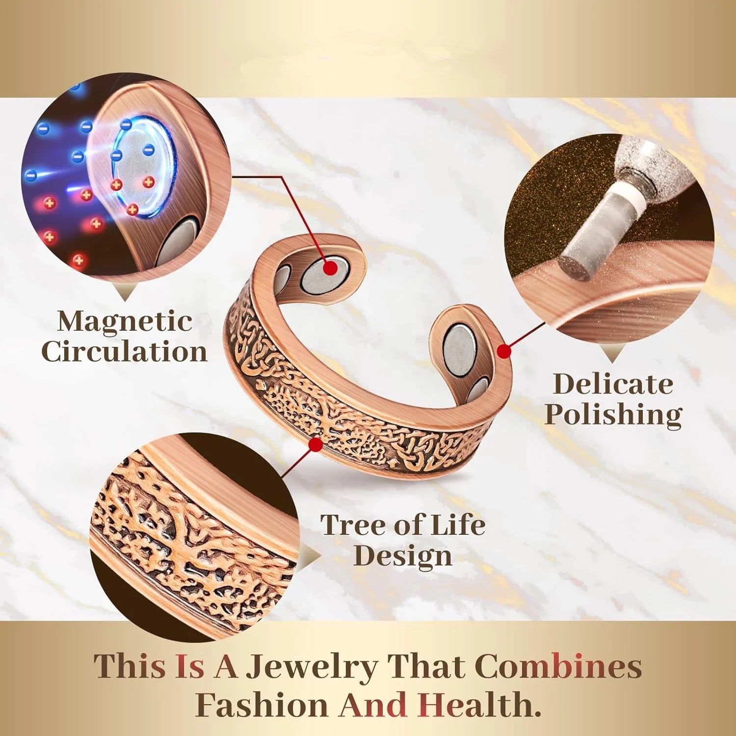 Tree of Life Pure Copper Magnetic Ring