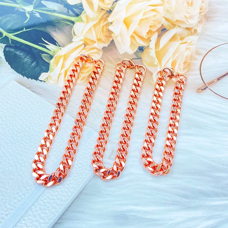 Rose Gold Copper Cuban Chain Bracelet