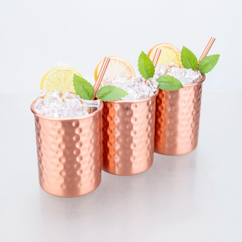 400ml Pure Copper Moscow Mule Mug with Straw – Set of 2 or 4