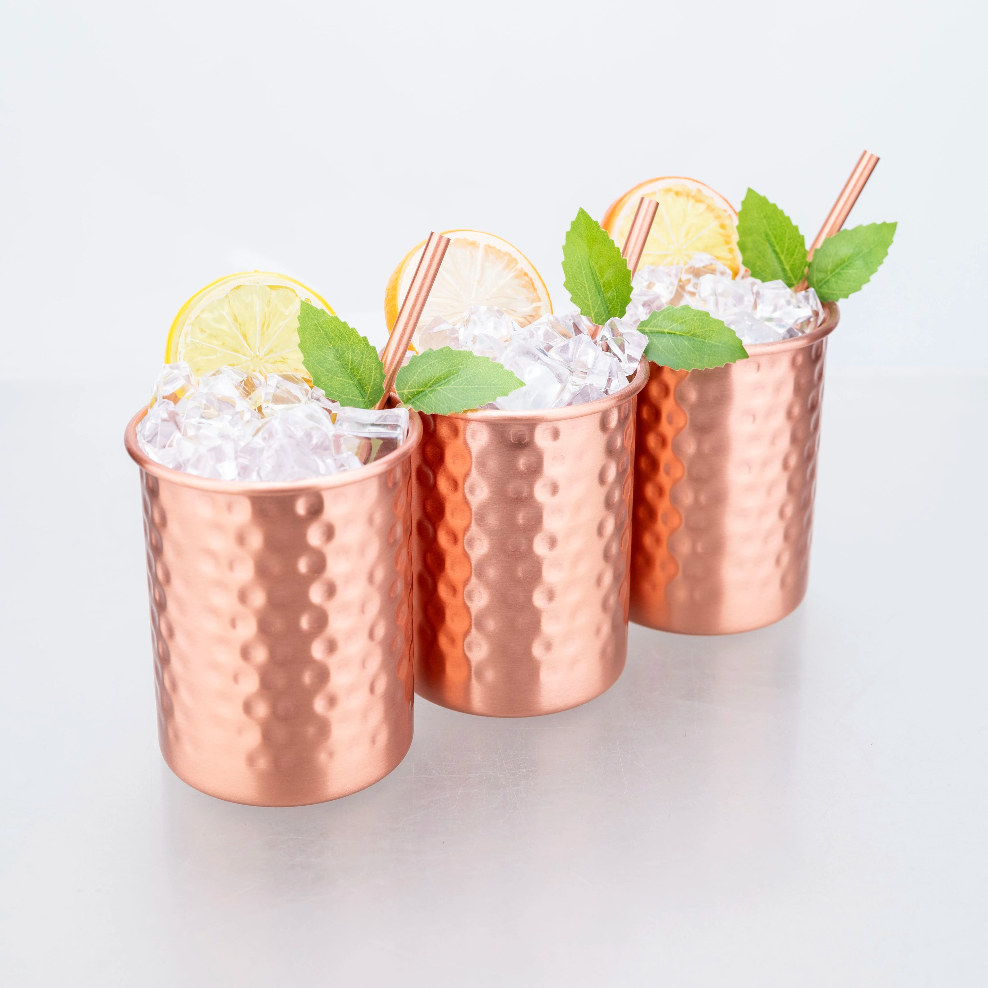 400ml Pure Copper Moscow Mule Mug with Straw – Set of 2 or 4