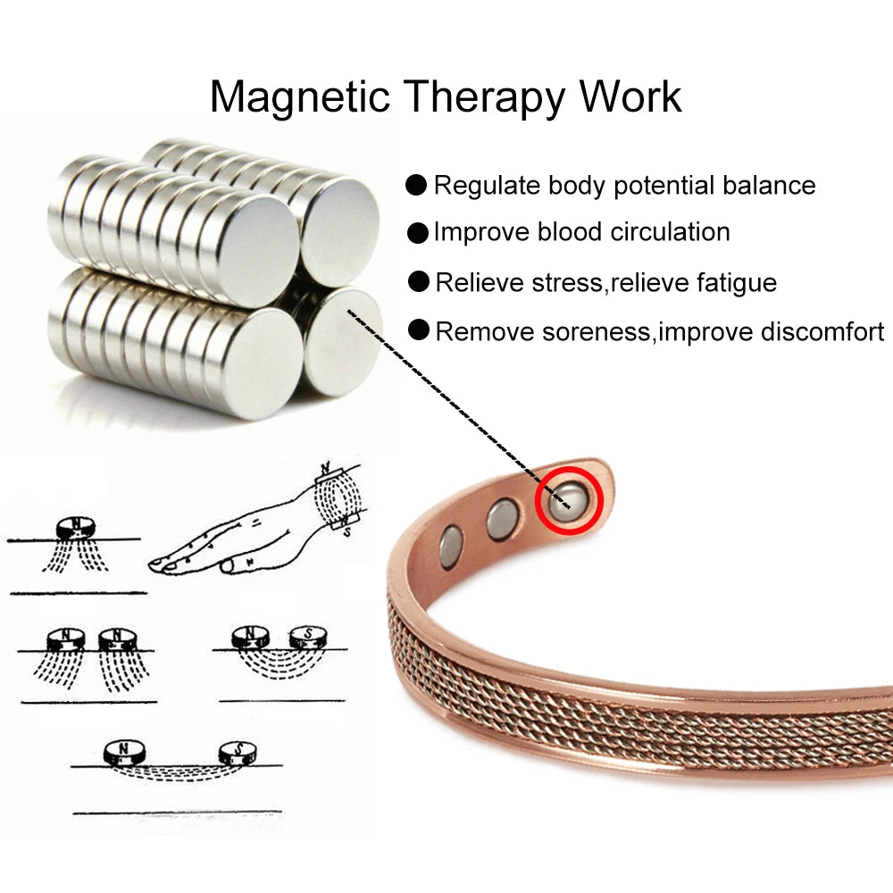Pure Copper Magnetic Bracelet & Ring Jewelry Set