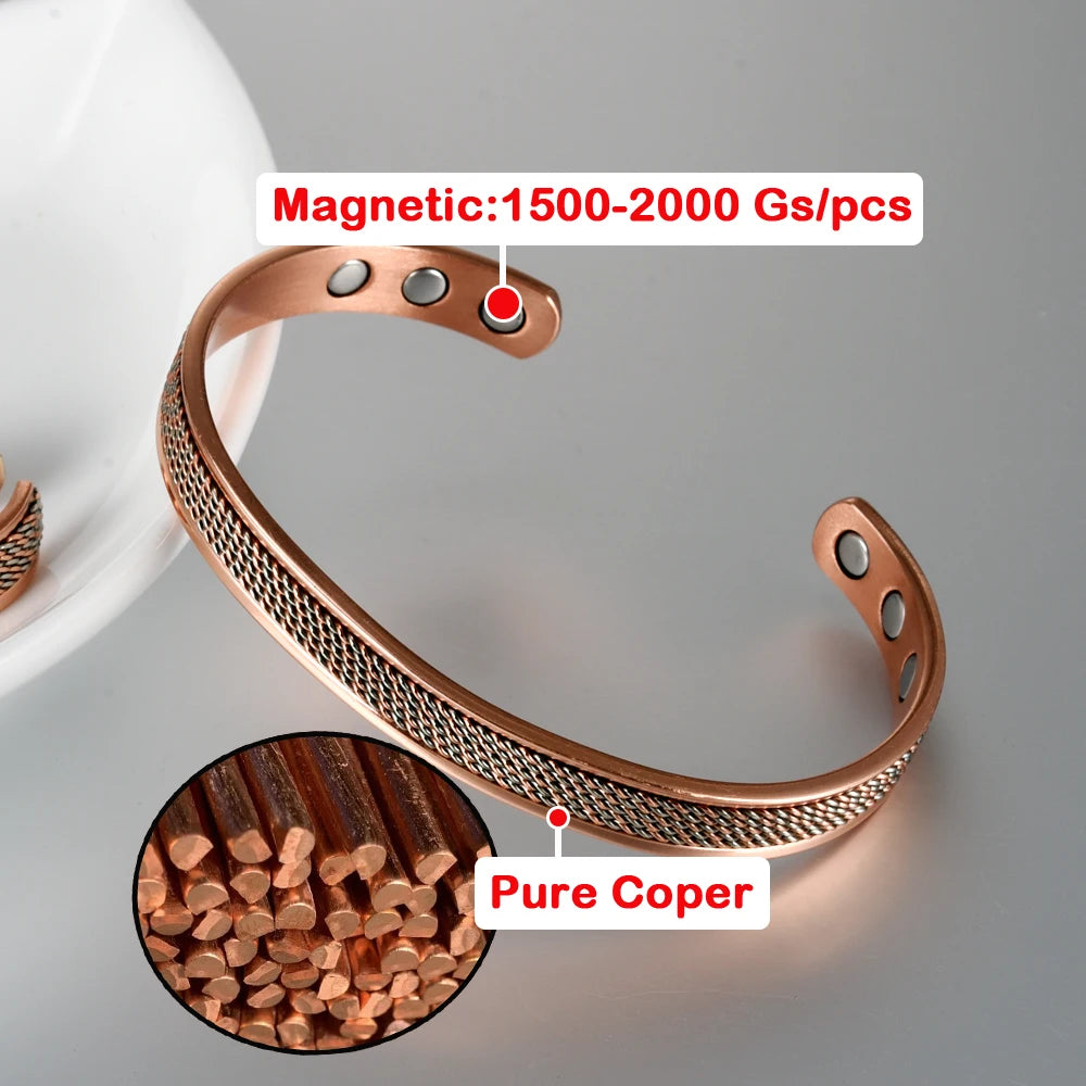 Pure Copper Magnetic Bracelet & Ring Jewelry Set