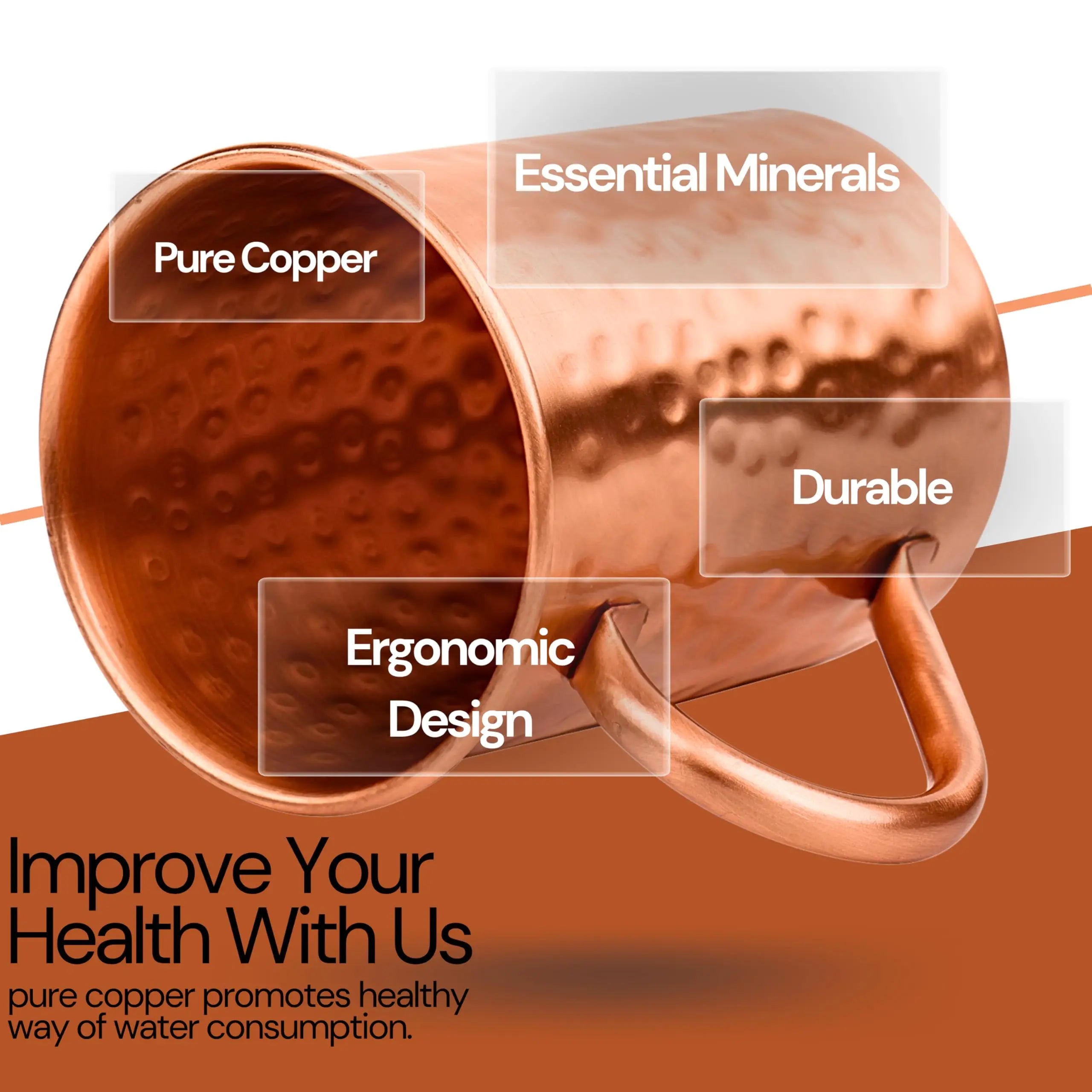 400ml Luxury Hammered Pure Copper Mule Mug