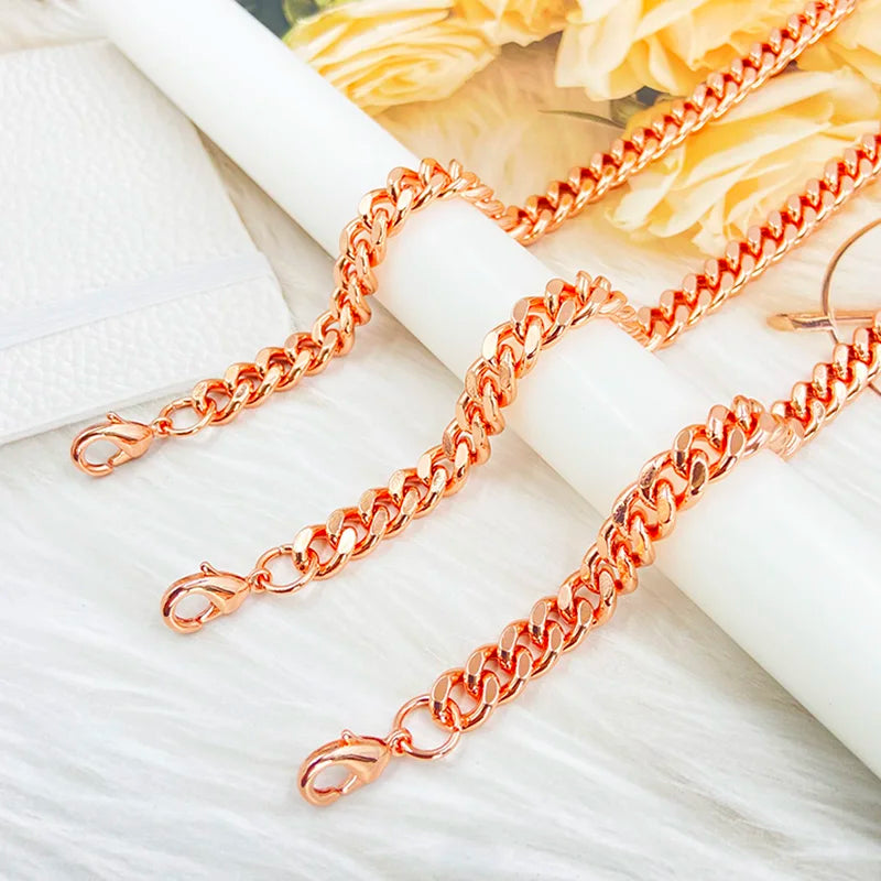 Rose Gold Copper Cuban Chain Bracelet