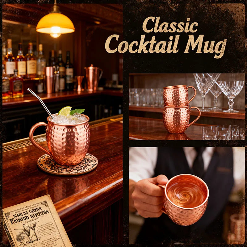 500ml Hammered Pure Copper Moscow Mule Mug