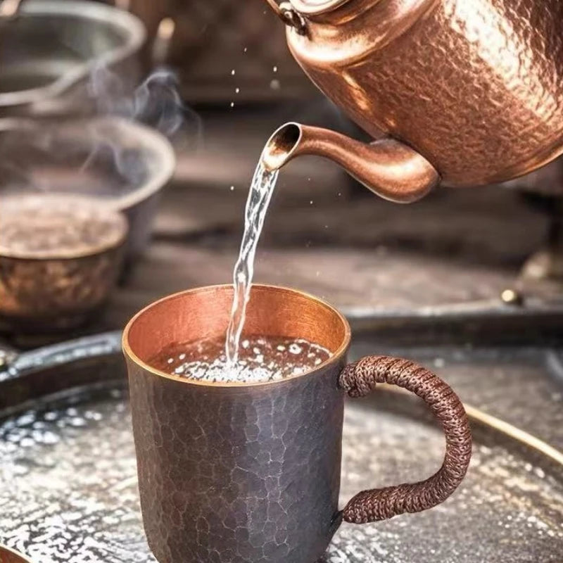 150ml Engraved Copper Cup with Woven Handle