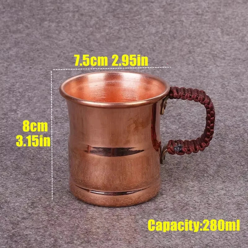 Handcrafted Pure Copper Mug with Woven Handle