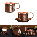 Traditional Pure Copper Coffee Mug with Saucer