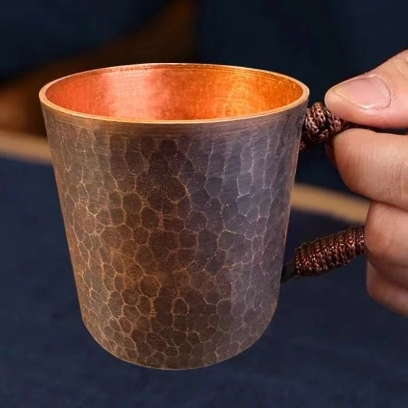 150ml Engraved Copper Cup with Woven Handle