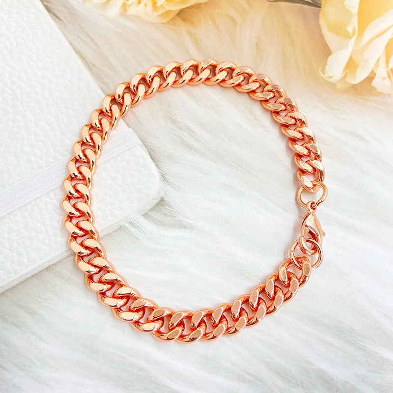 Rose Gold Copper Cuban Chain Bracelet