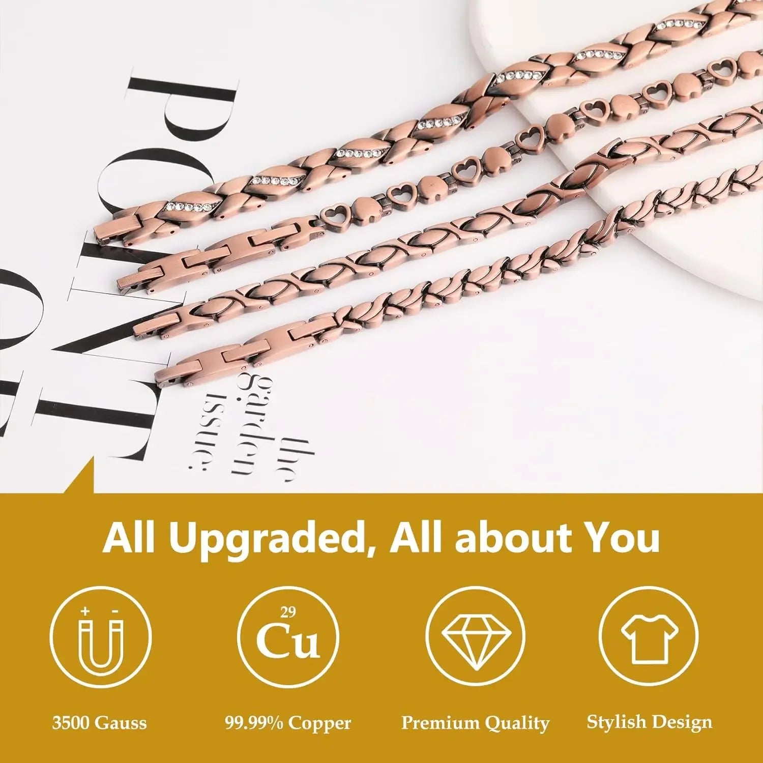 ARADOO Pure Copper Magnetic Bracelet for Women