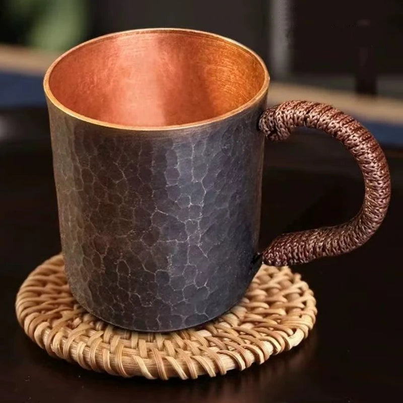 150ml Engraved Copper Cup with Woven Handle