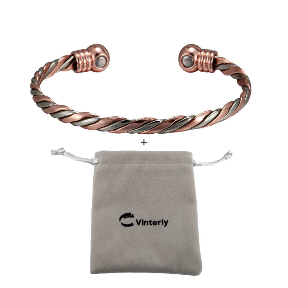 Vinterly Pure Copper Magnetic Braided Bangle