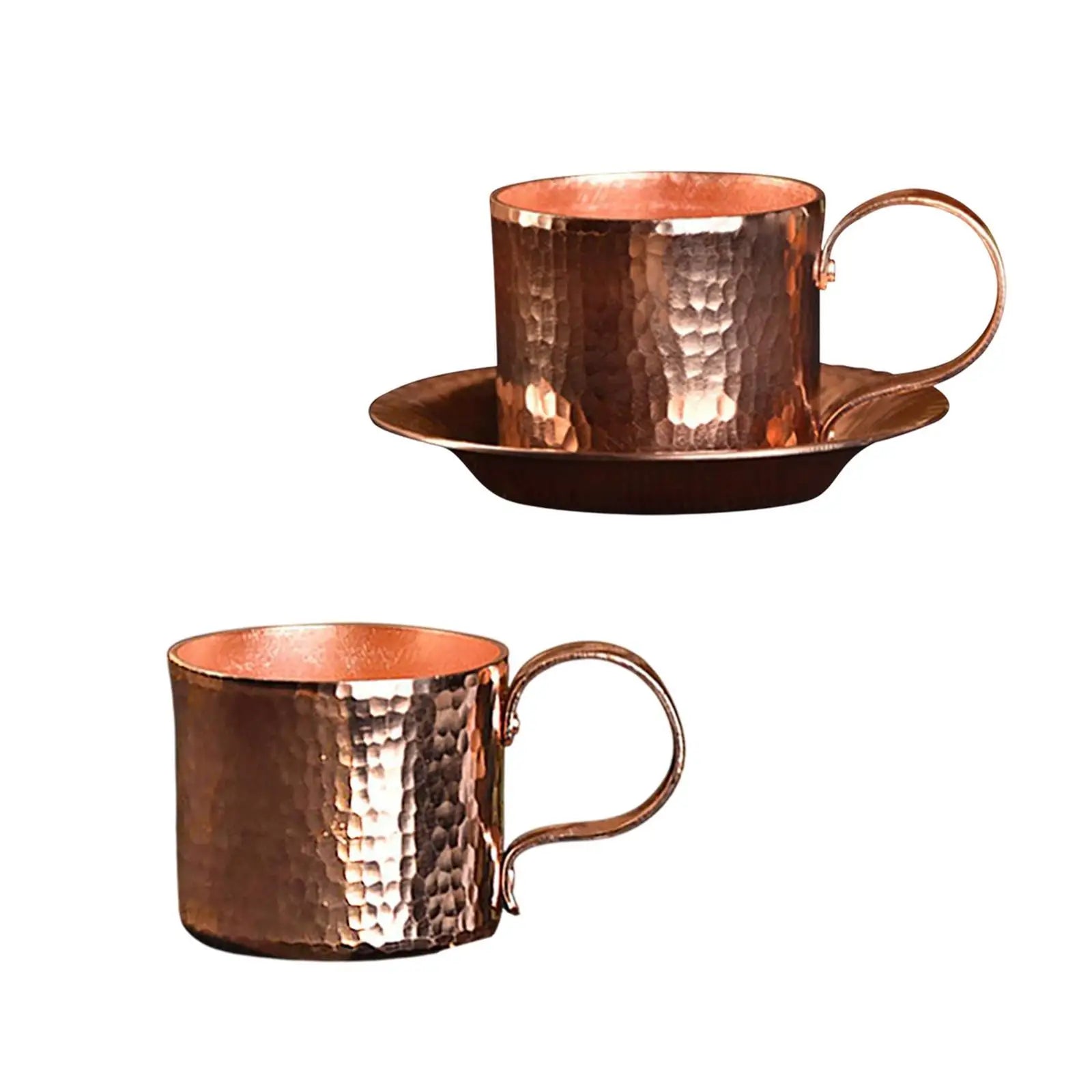 Traditional Pure Copper Coffee Mug with Saucer
