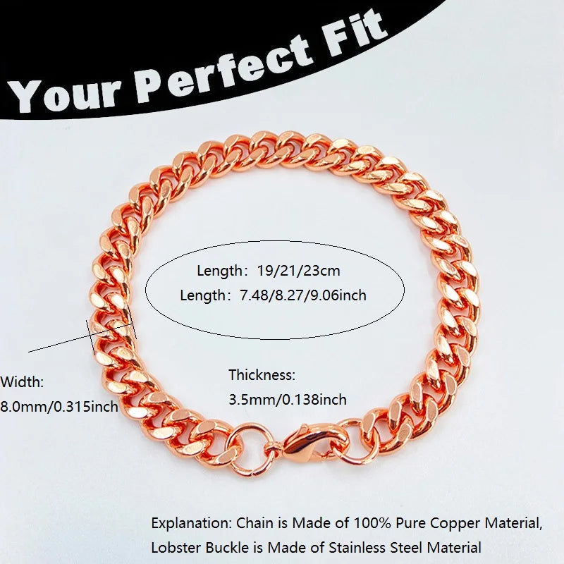 Rose Gold Copper Cuban Chain Bracelet