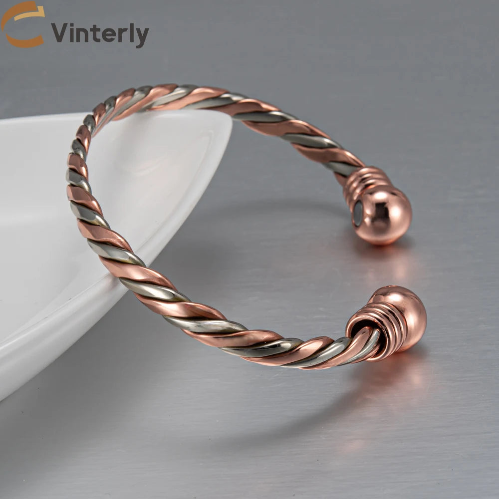 Vinterly Pure Copper Magnetic Braided Bangle
