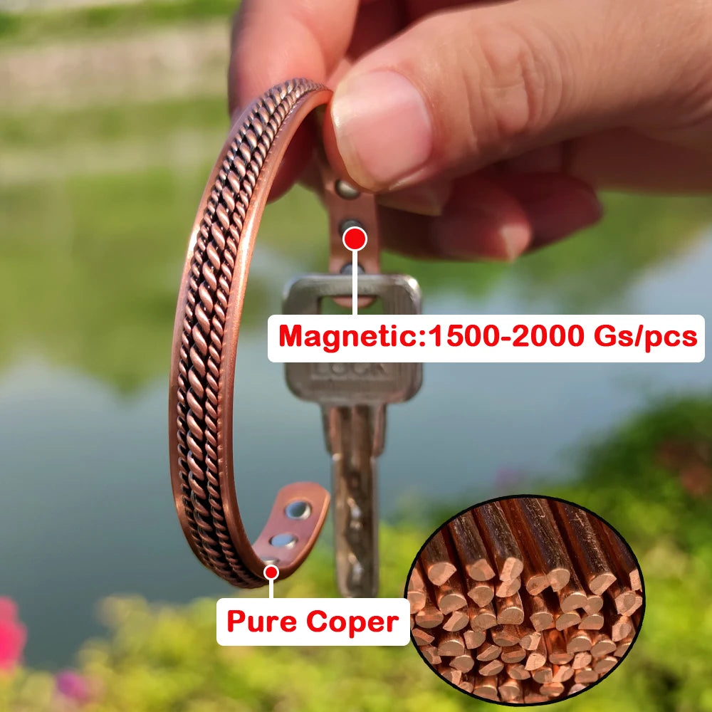 Vinterly Pure Copper Magnetic Cuff Bracelet for Men