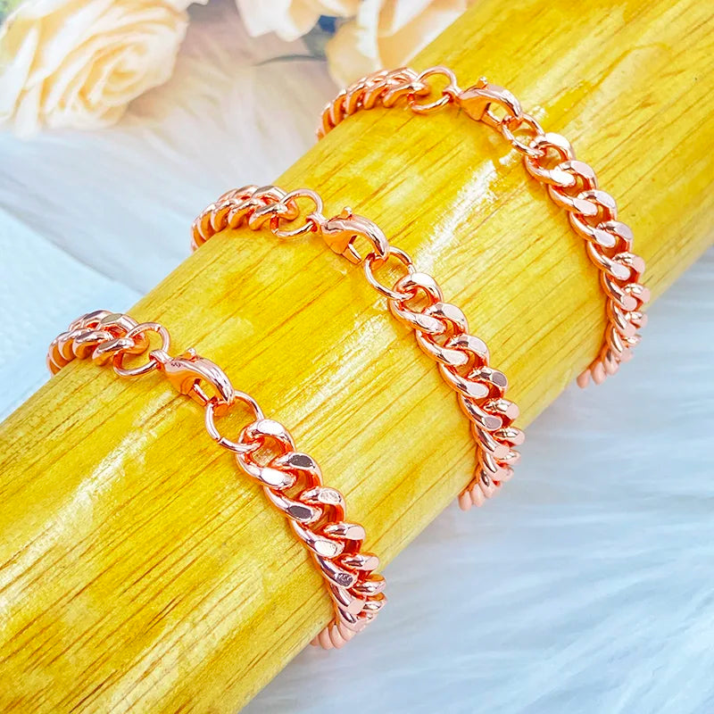 Rose Gold Copper Cuban Chain Bracelet